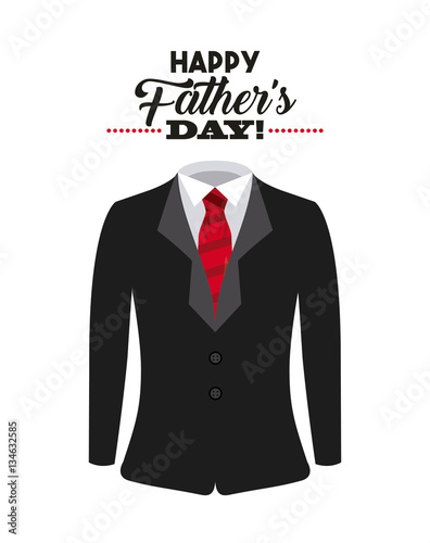 happy father's day card with suit and tie icon over white background. colorful design. vector illustration