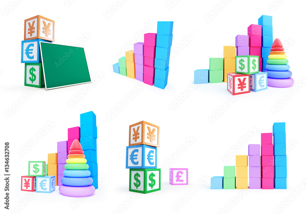 business chart with toys set