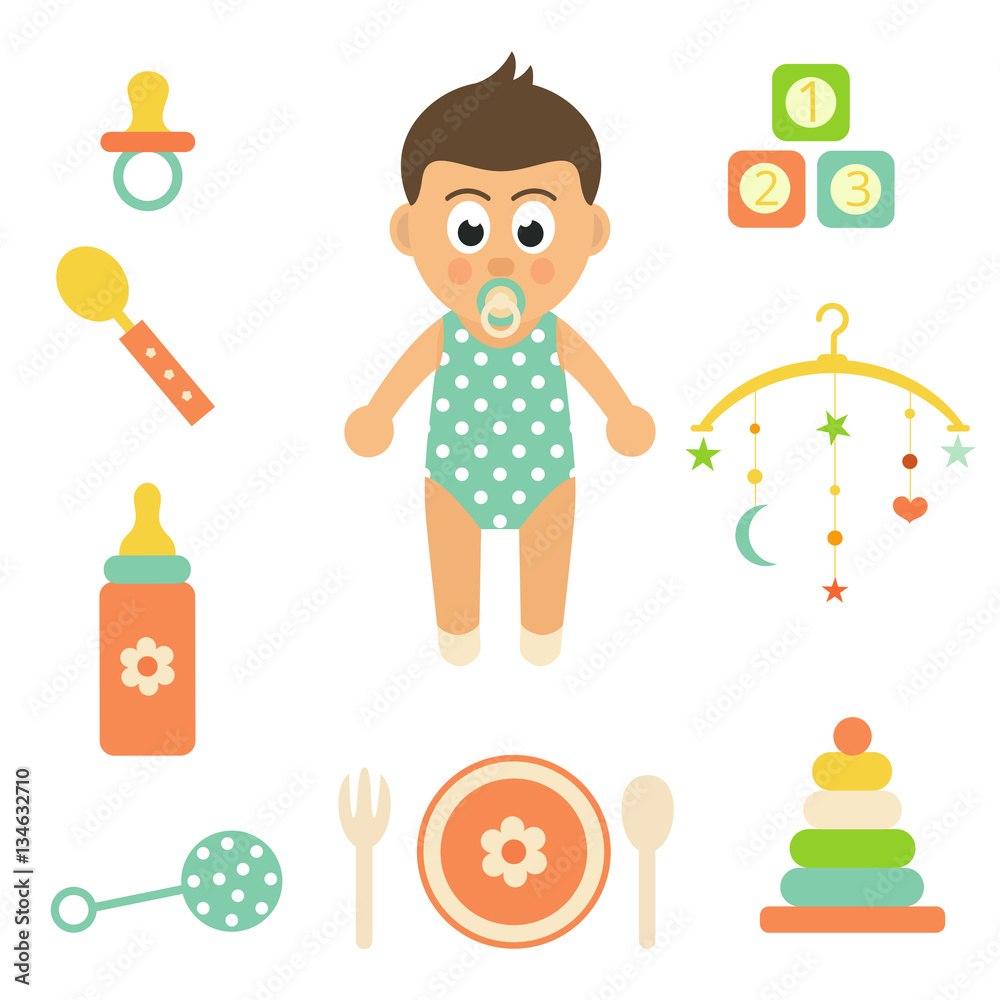 cartoon baby boy set Stock Vector | Adobe Stock