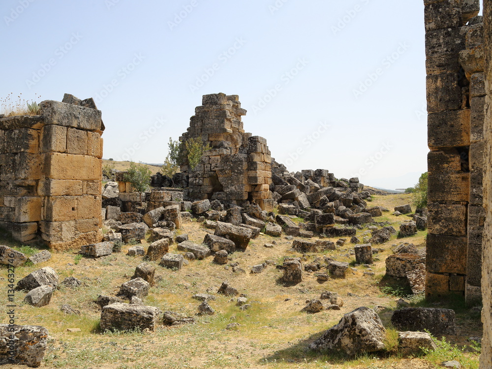 The ruins of the ancient city of Hierapolis in Turkey