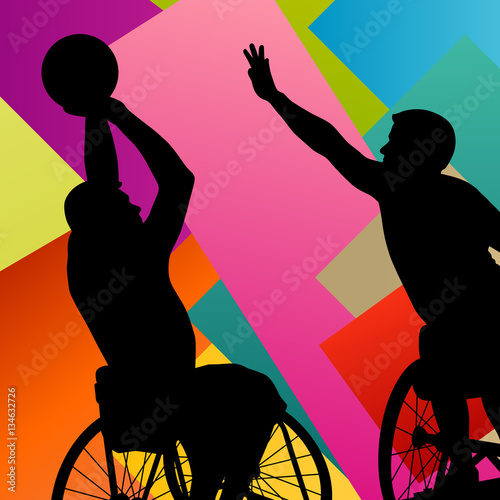 Healthy disabled men basketball players in a wheelchair detailed