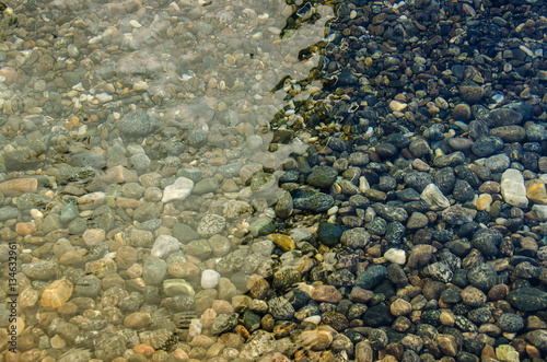 pebble stones into the water