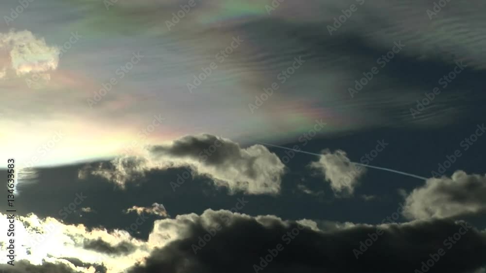 Color Iridescent Clouds and Contrail Color Iridescent Clouds and Contrail