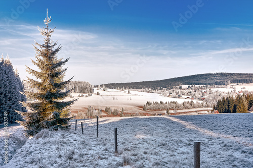 Winterlandschaft Bergstadt Platten (Horni Blatna) im Erzgebirge