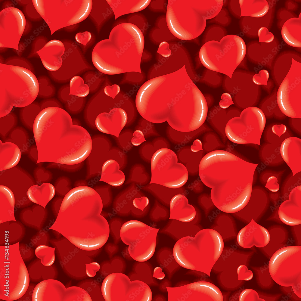 Vector Seamless Pattern with Shiny Hearts Vector Seamless Pattern with Shiny Hearts