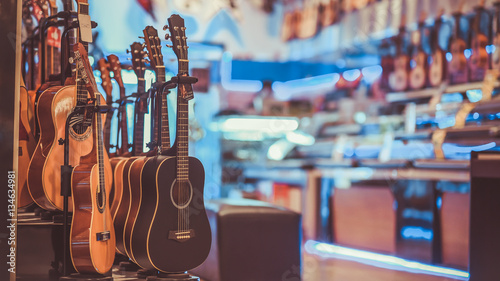 Multi-Colored Classical Guitar in a vintage style. 
