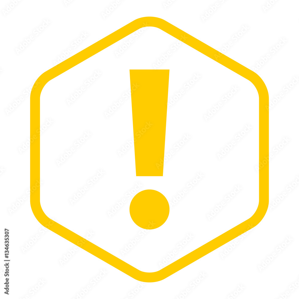 Yellow sexangle exclamation mark icon warning sign attention but Yellow sexangle exclamation mark icon warning sign attention but