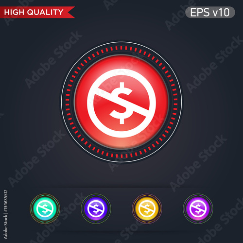 Colored icon or button of stop usd symbol with background