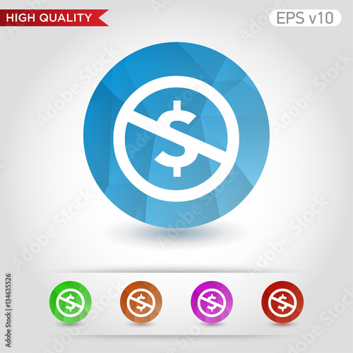 Colored icon or button of stop usd symbol with background