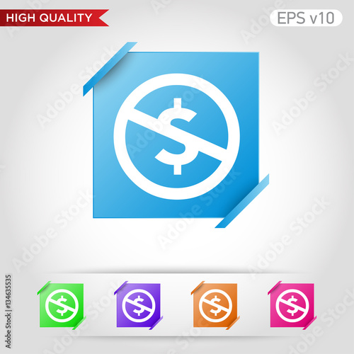 Colored icon or button of stop usd symbol with background