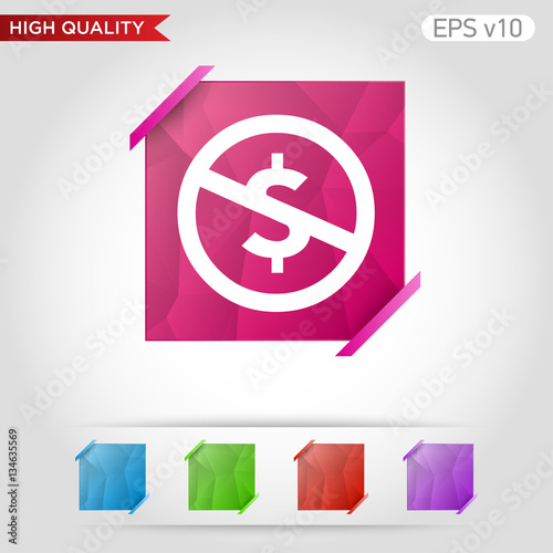 Colored icon or button of stop usd symbol with background