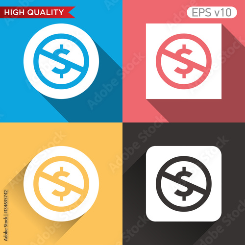 Colored icon or button of stop usd symbol with background