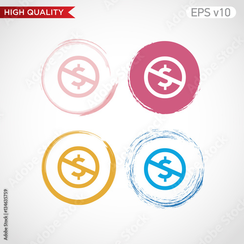 Colored icon or button of stop usd symbol with background