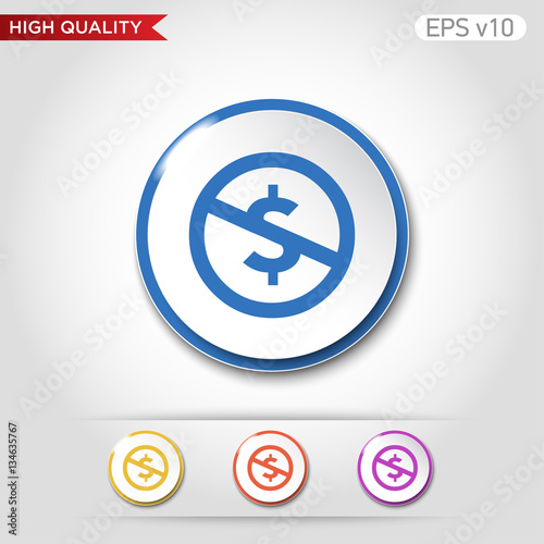 Colored icon or button of stop usd symbol with background