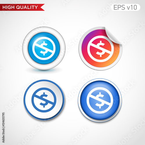 Colored icon or button of stop usd symbol with background