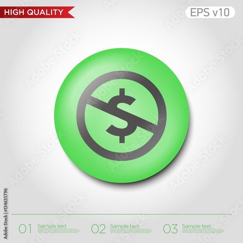 Colored icon or button of stop usd symbol with background