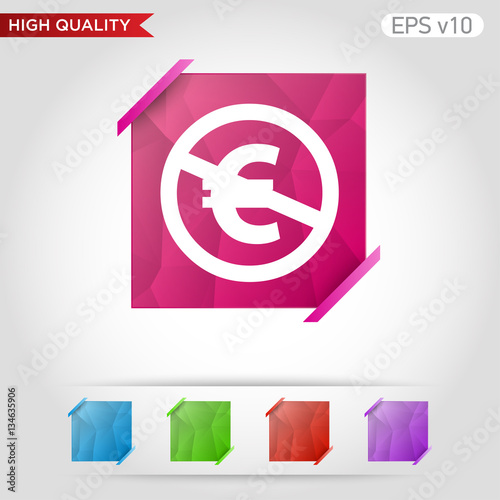 Colored icon or button of stop euro symbol with background