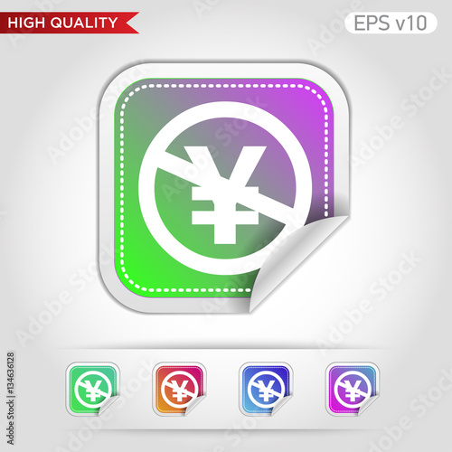 Colored icon or button of stop yen symbol with background