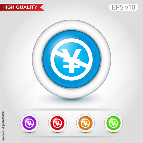Colored icon or button of stop yen symbol with background