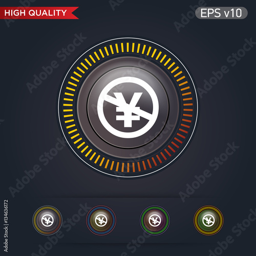 Colored icon or button of stop yen symbol with background