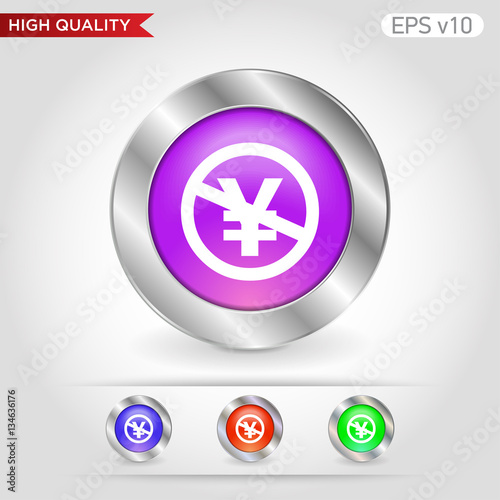 Colored icon or button of stop yen symbol with background