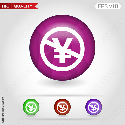 Colored icon or button of stop yen symbol with background