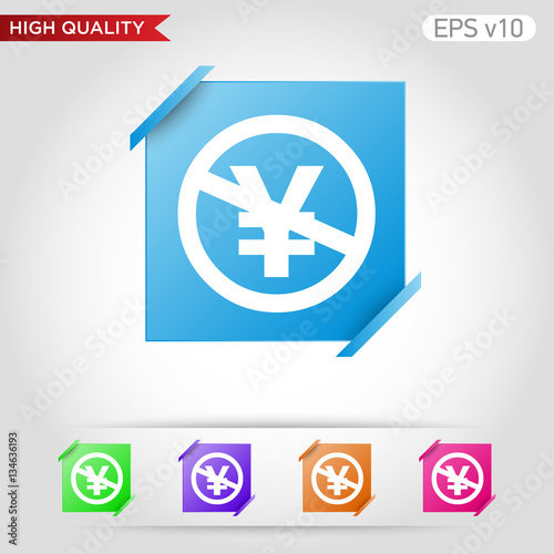 Colored icon or button of stop yen symbol with background