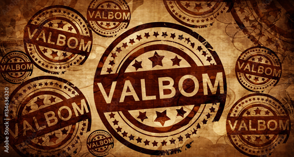 Valbom, vintage stamp on paper background