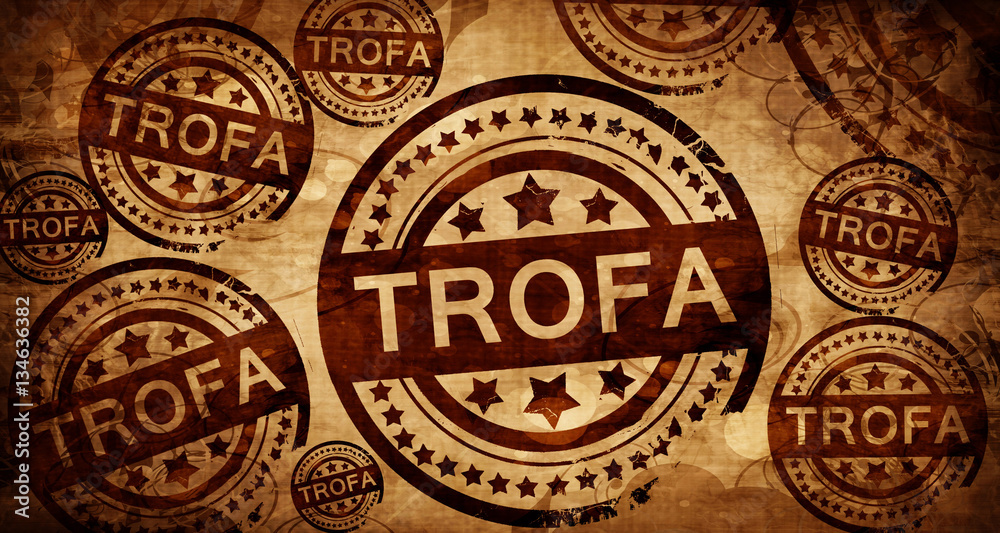Trofa, vintage stamp on paper background