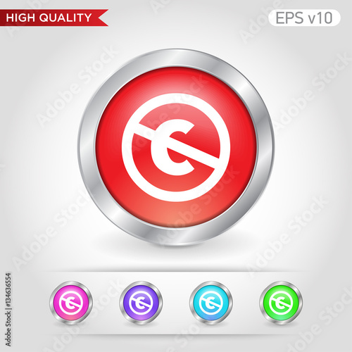 Colored icon or button of stop c symbol with background