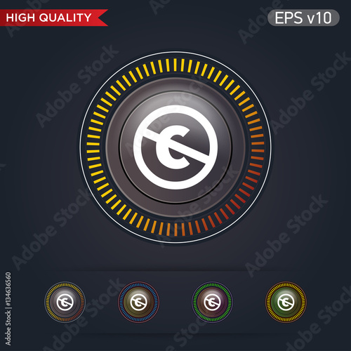 Colored icon or button of stop c symbol with background