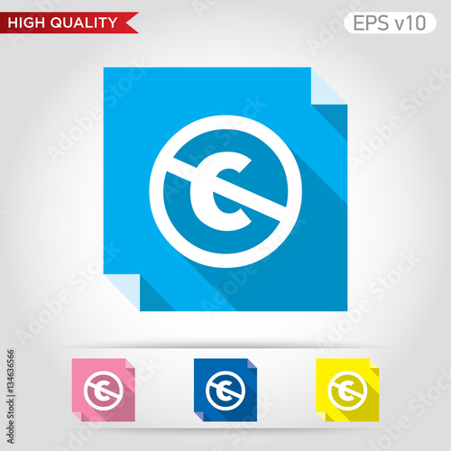 Colored icon or button of stop c symbol with background
