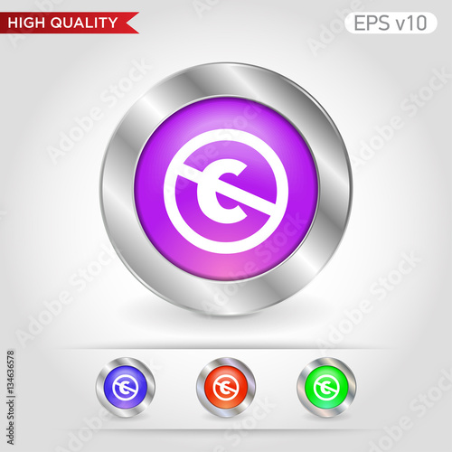 Colored icon or button of stop c symbol with background