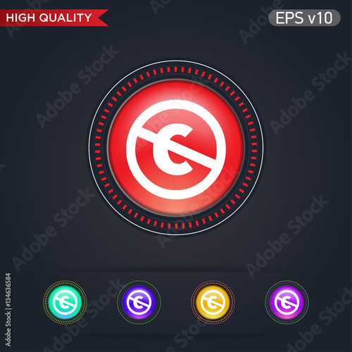 Colored icon or button of stop c symbol with background