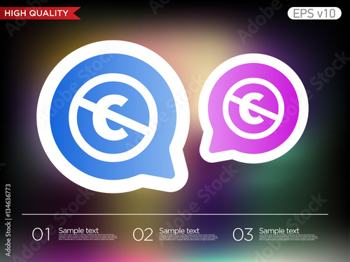 Colored icon or button of stop c symbol with background