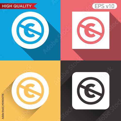 Colored icon or button of stop c symbol with background