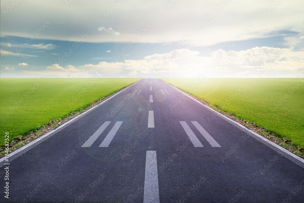 Fototapeta premium airport runway in the morning background. concept flight, travel