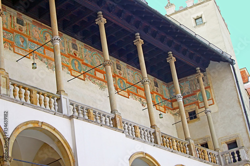 Yard 's roof of famous Wawel castle in Krakow, Poland