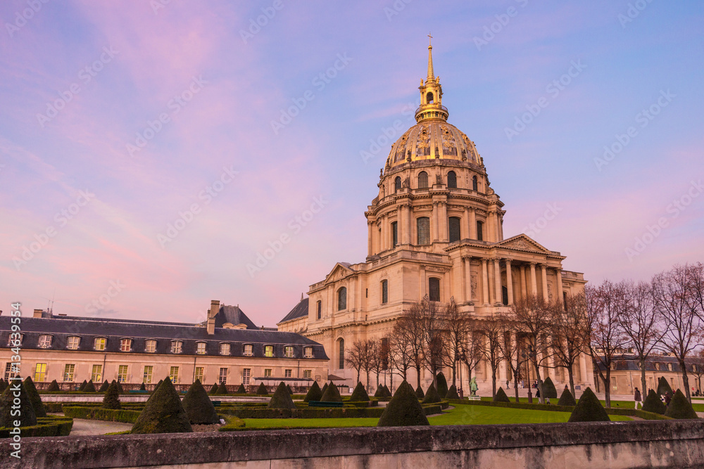 Chapel Saint Louis des Invalides in Paris on sunset, Paris, France