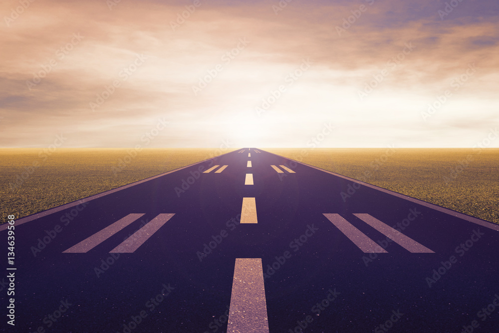 airport runway in the evening background. concept flight, travel