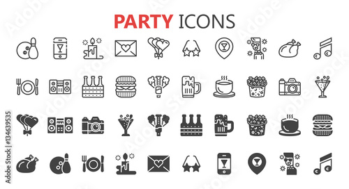 Simple modern set of party icons. Premium symbol collection. Vector illustration. Simple pictogram pack.
