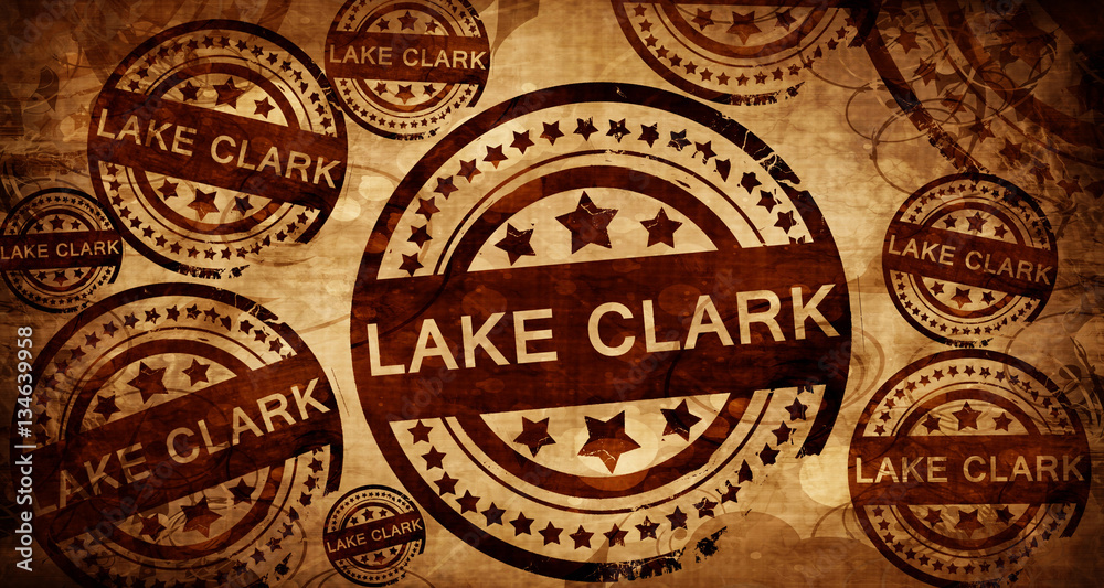 Lake clark, vintage stamp on paper background