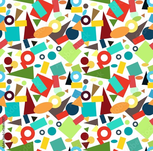 Seamless pattern in style of supermatism. Abstract geometric forms. Vector colorful illustration. Flat design. 