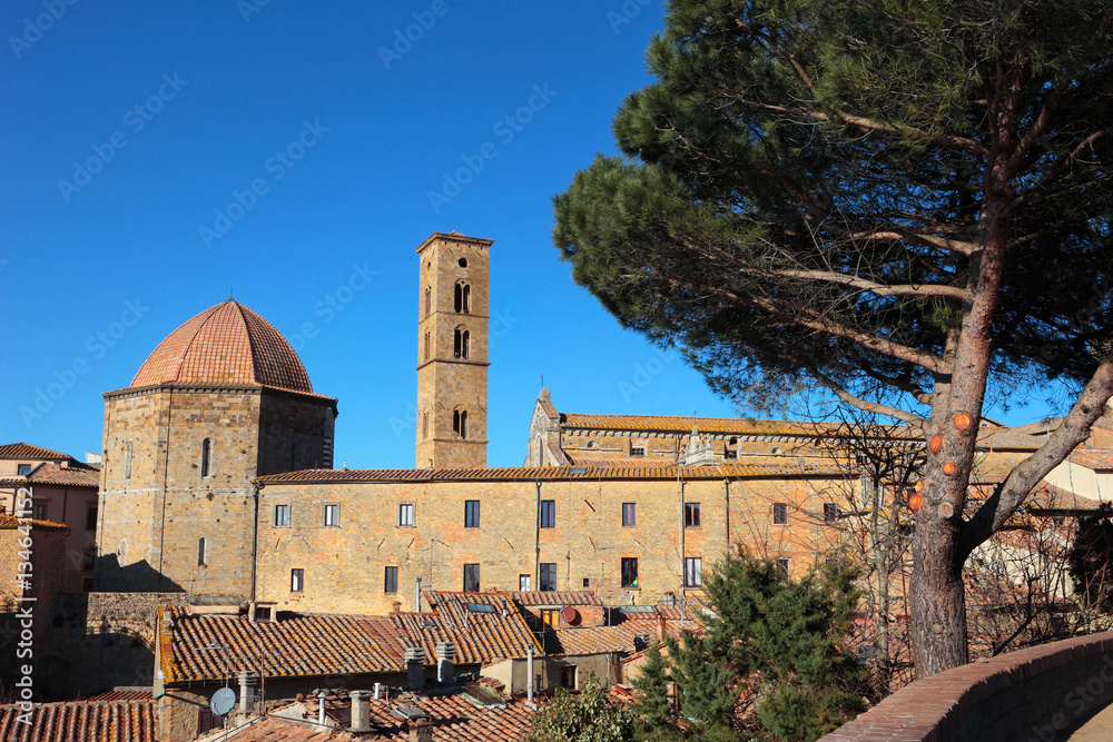 Foreshortening of Volterra with own cathedral, Tuscany, Italy