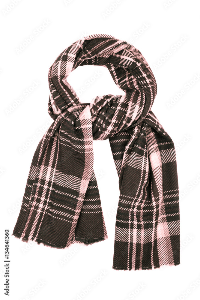 Obraz premium Brown wool scarf isolated on white background.