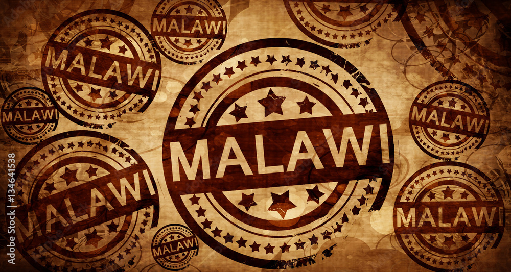 Malawi, vintage stamp on paper background