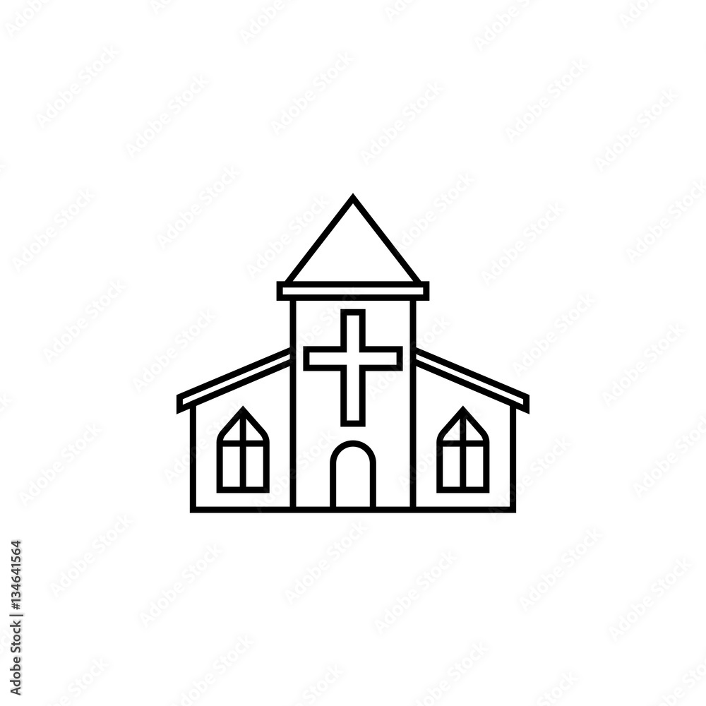 Church line icon, religious monument and building sign, vector graphics, a linear pattern on a white background, eps 10. Church line icon, religious monument and building sign, vector graphics, a linear pattern on a white background, eps 10.