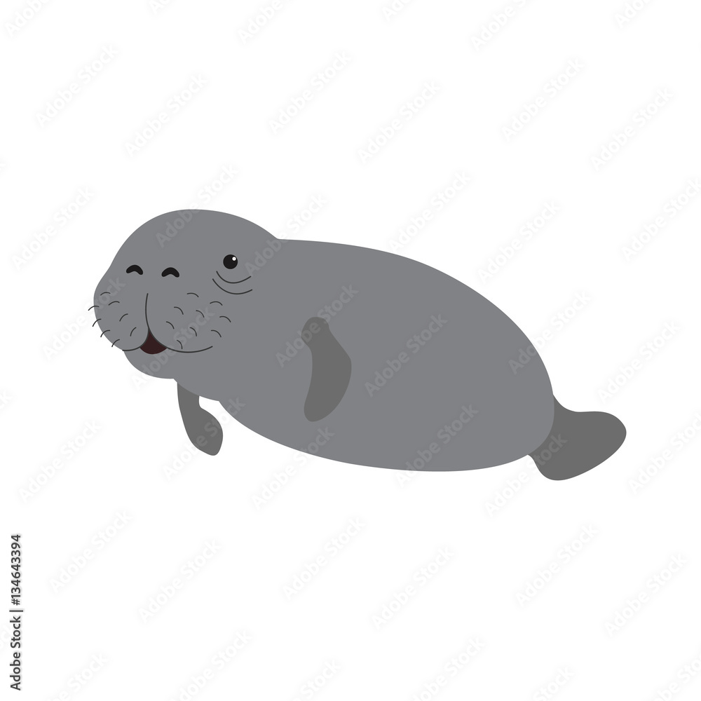 Cute cartoon manatee. Vector illustration for children. Cute cartoon manatee. Vector illustration for children.