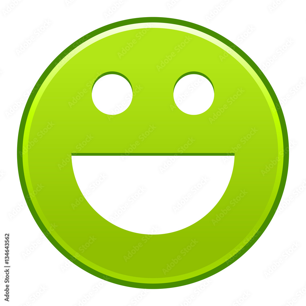 Fototapeta premium Green smiling face cheerful smiley happy emoticon