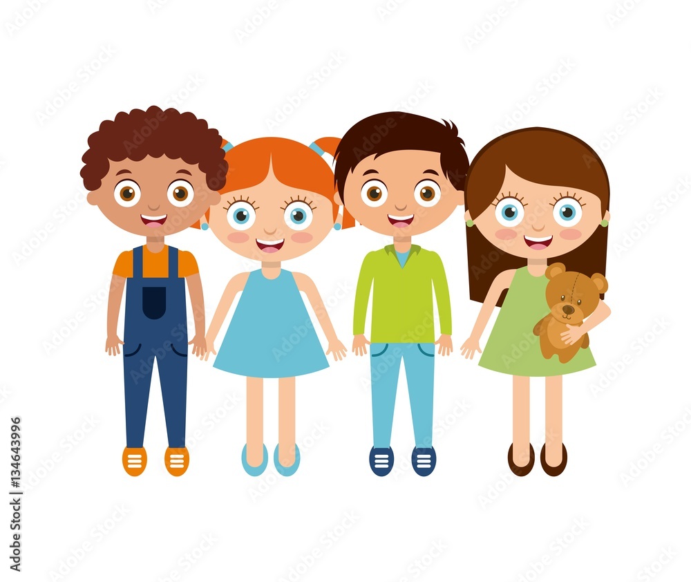 happy cute kids over white background. colorful design. vector illustration happy cute kids over white background. colorful design. vector illustration